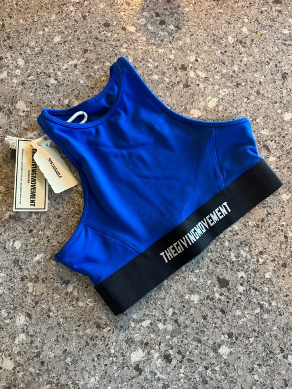 NWT The Giving Movement Blue High-Neck Racerback Sports Bra Small